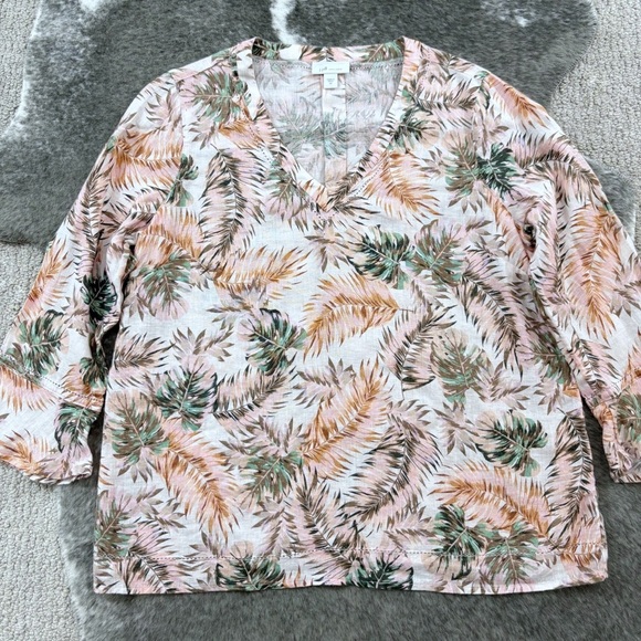 J. Jill Love Linen Flounce Sleeve Blouse - Picture 4 of 9